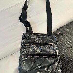 LeSportsac Shiny Black Messenger Bag